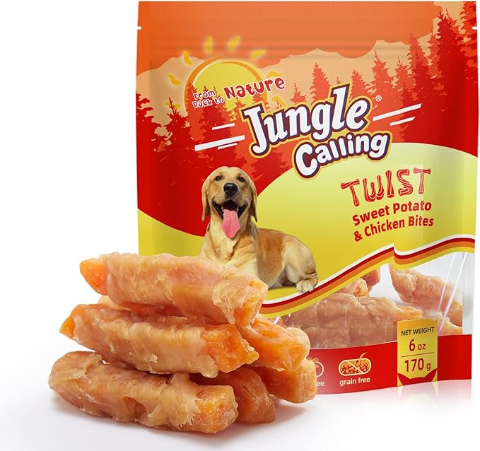 Jungle Calling Dog Treats, Skinless Chicken Wrapped Sweet Potato, Gluten and Grain Free, Chewy Dog