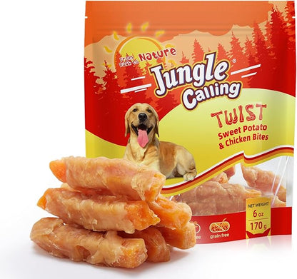 Jungle Calling Dog Treats, Skinless Chicken Wrapped Sweet Potato, Gluten and Grain Free, Chewy Dog