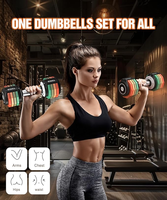 Adjustable Dumbbells Set/Single, 12.5LB/22.5LB/55LB 5 in 1 Free Adjustable Dumbbell Set with