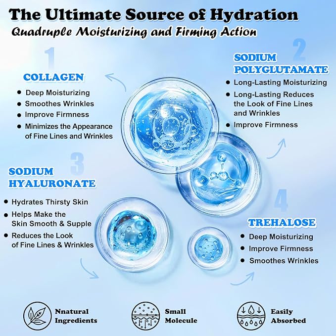 Collagen Face Mask with Hyaluronic Acid, Vitamin E Oil for Skin Care Hydrating, Moisturizing