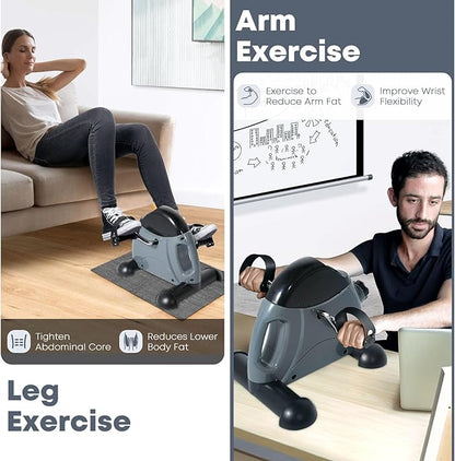 Mini Exercise Bike, AGM Under Desk Bike Pedal Exerciser Foot Cycle Arm & Leg Pedal Exerciser with