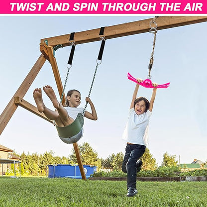 Ninja-Twister Swing Spins Set: Slackline Attachments - 360° Handle Twist-Spin Flips Toy Activate