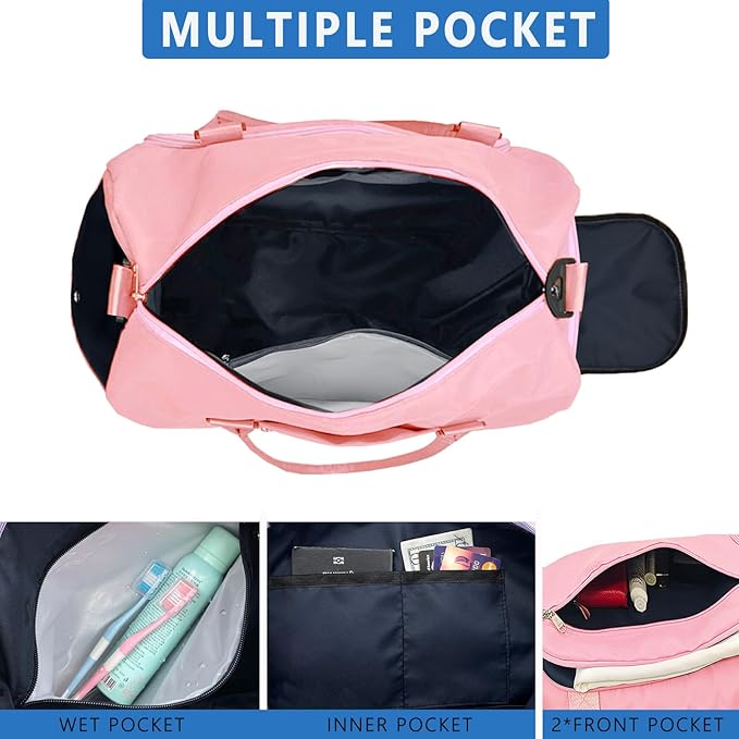 woogwin Small Gym Bag for Men & Women with Shoes & Wet Compartment Waterproof Duffle Bag for Travel