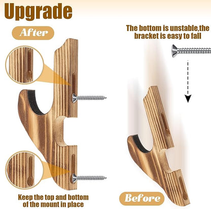 Chunful 2 Pcs Sword Wall Mount Sword Holder Katana Stand 1 Tier Hanger Adjustable Wooden Mounts for