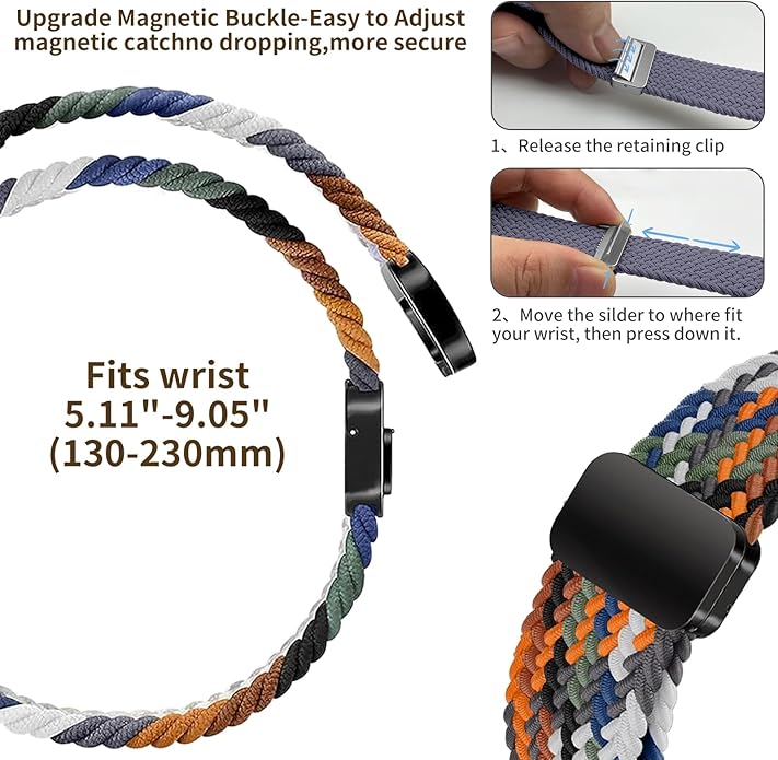 Braided Band Compatible with Fitbit Versa 4 Bands for Woman/Versa 3/Sense 1/Sense 2 Band, Magnetic