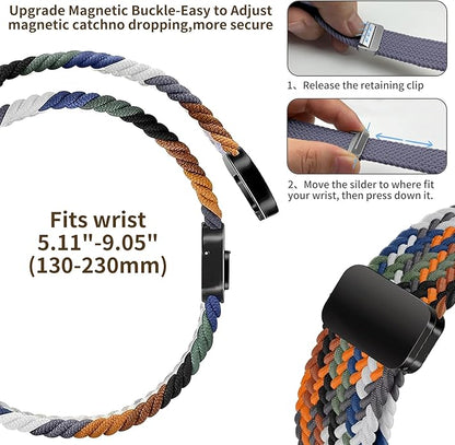 Braided Band Compatible with Fitbit Versa 4 Bands for Woman/Versa 3/Sense 1/Sense 2 Band, Magnetic