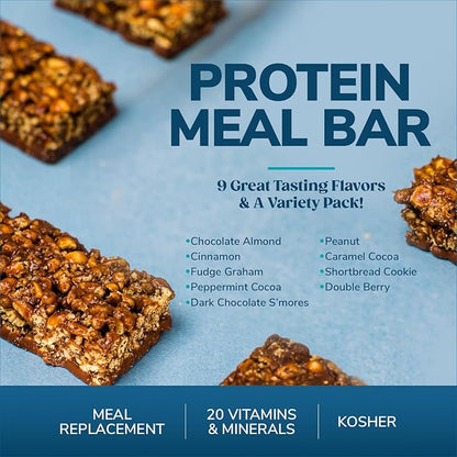 WonderSlim Meal Replacement Protein Bar, Dark Chocolate S'mores, 15g Protein, 20 Vitamins &