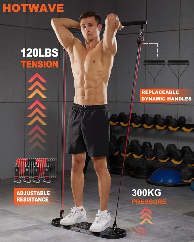 HOTWAVE Push Up Board Fitness, Portable Foldable 20 in 1 Push Up Bar at Home Gym, Pushup Handles