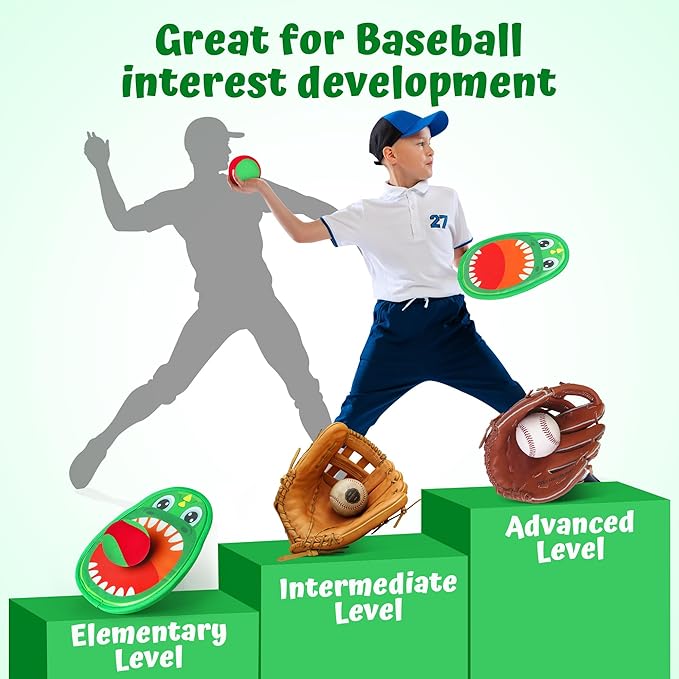 Big Dinosaur Toss and Catch Ball Set, Catch Game Outdoor Toys for Kids and Toddler, Backyard Lawn