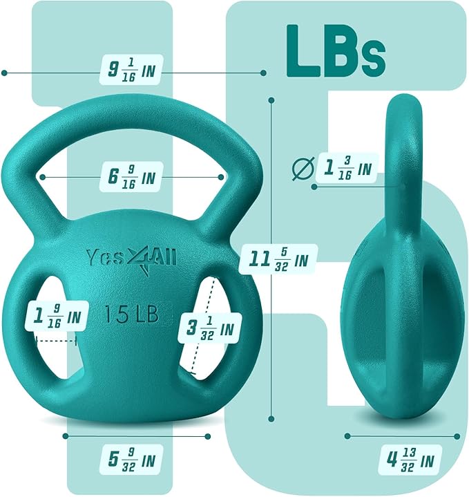 Yes4All Kettlebell, Strength Training Kettlebells for Women, Wide Multi-grip Textured Handle for