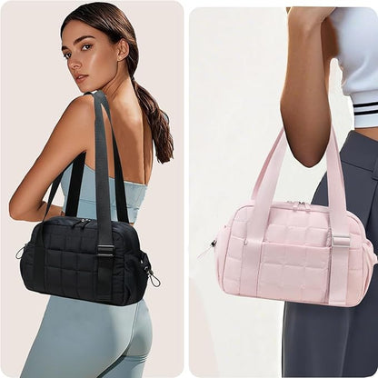 CAMTOP Mini Gym Bag for Women, Small Gym Tote Bag Puffy Quilted Sports Duffel Bag with Wet