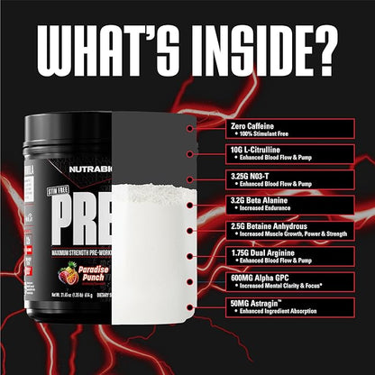 NutraBio STIM-Free PRE Workout for Men, New Formula | Laser Focus, Extreme Pumps | Performance