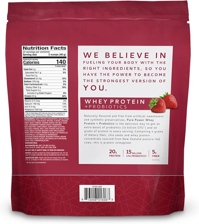 Dr. Mercola Pure Power Whey Protein + Probiotics - Supports Muscle Recovery & Digestive Health