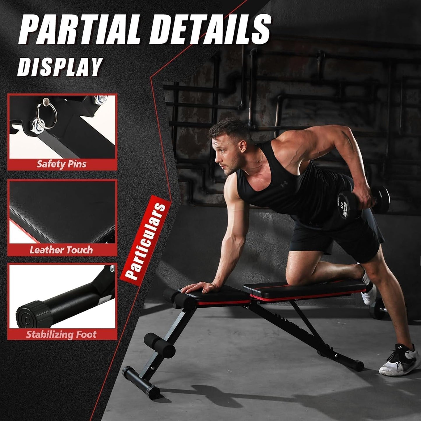 Weight Bench Press, Adjustable Workout Benches for Home Gym Dumbbell Exercise, 880 LB Stable