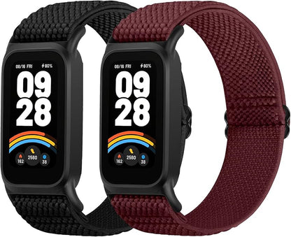 2 Pack Elastic Bands Compatible with Xiaomi Smart Band 9 Active Women Men, Soft Nylon Replacement