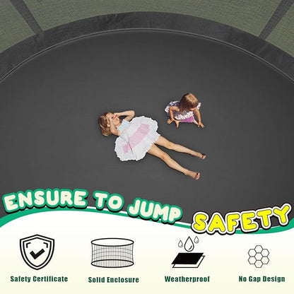 Trampoline 12FT 14FT 15FT 16FT for Kids/Adults - Outdoor Recreational with Enclosure Net Curved