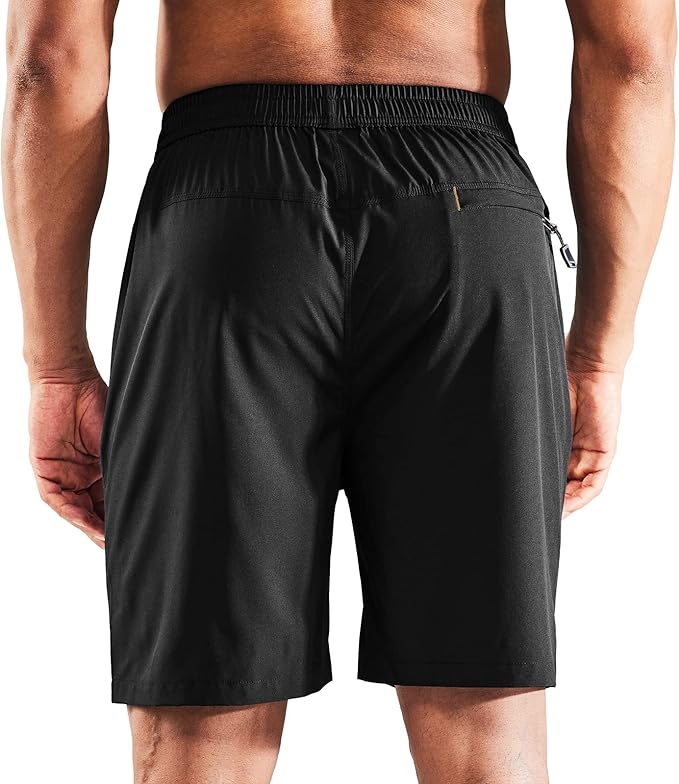 MIER Men's Quick Dry Running Shorts with Zipper Pocket, Elastic Waist Athletic Workout Exercise