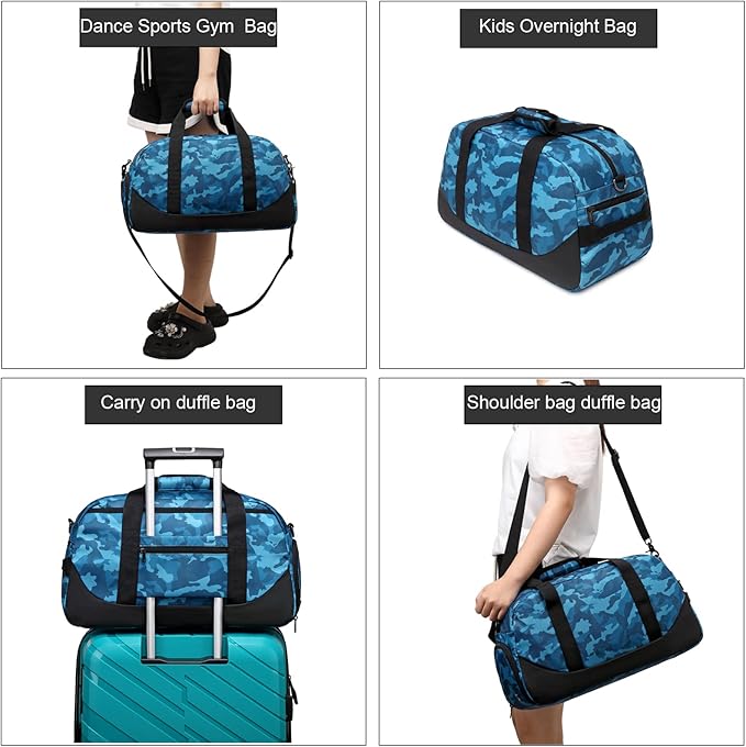 Boys Overnight Duffel Bags Sport Gym Bag Gymnastics Bag with Shoe Compartment, Carry-on Size