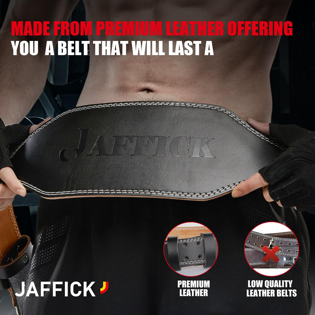 Jaffick Leather Weight Lifting Belt for Men Women Bodybuilding, Squatting
