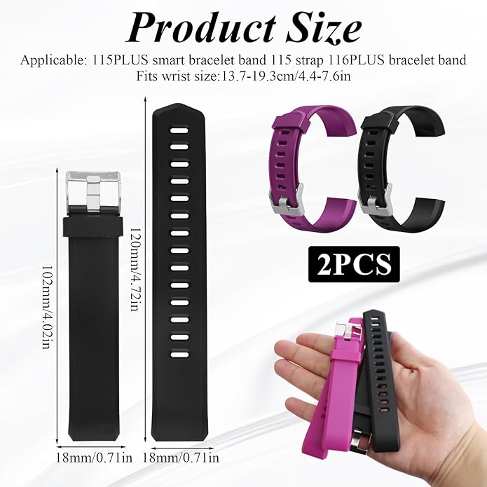Watch Bands Replacement for ID115plus HR, Very Fit Pro Activity Fitness Tracker Wrist Bands Set