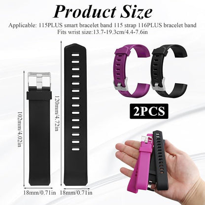 Watch Bands Replacement for ID115plus HR, Very Fit Pro Activity Fitness Tracker Wrist Bands Set