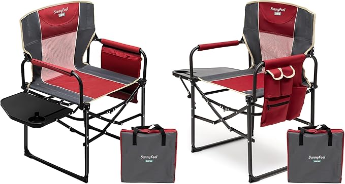 SUNNYFEEL Oversized Camping Directors Chair 2 Pack, Portable Folding Lawn Chairs for Adults Heavy