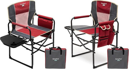 SUNNYFEEL Oversized Camping Directors Chair 2 Pack, Portable Folding Lawn Chairs for Adults Heavy
