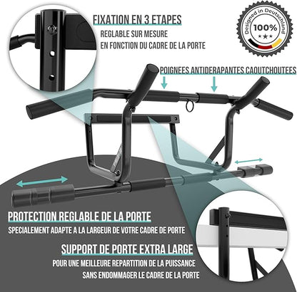 PULLUP & DIP Pull-up bar for door frames for hanging without screws and no slipping, professional