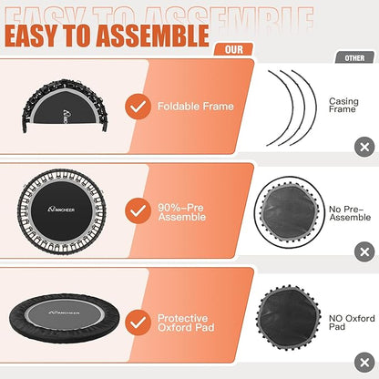 Bungee Rebounder Trampoline,ANCHEER 40" Foldable Fitness Trampoline with 4-Level Adjustable