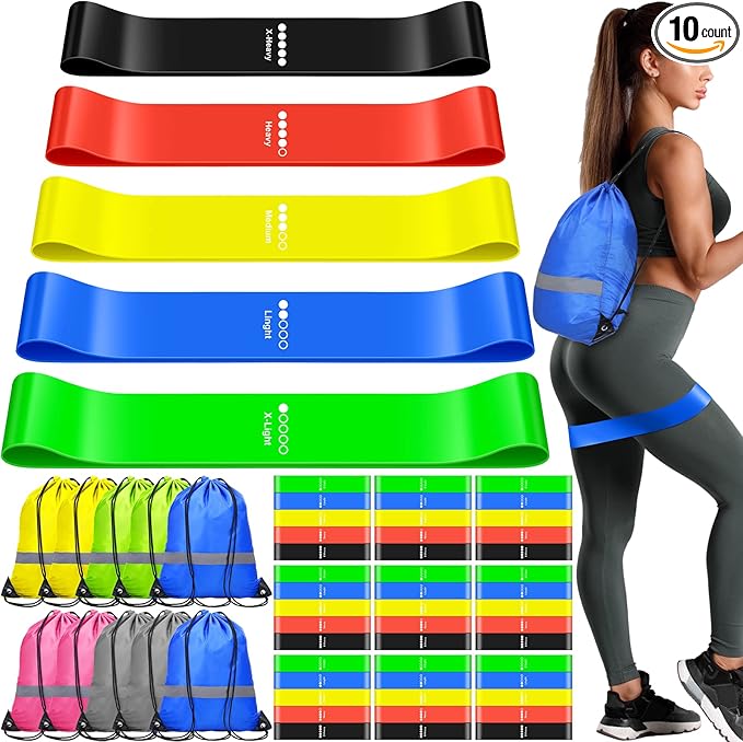 60 Pcs Workout Loop Resistance Bands Bulk, Gym Elastic Bands Set for Fitness Sport Class Students