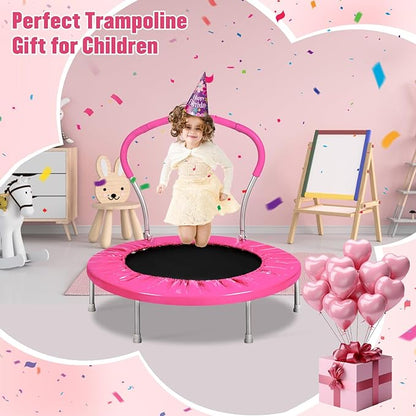 36-Inch Kids Trampoline with Handle - Indoor Mini Tranpoline for Toddlers, Small Fitness Rebounder