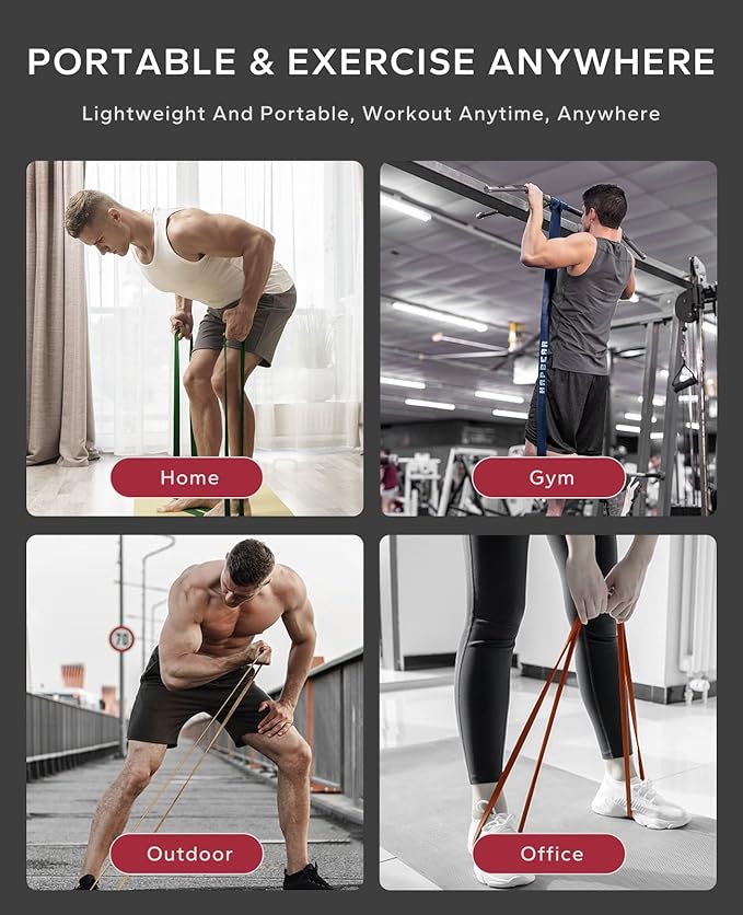 HAPBEAR Pull Up Assistance Bands Set of 5 - Resistance Bands for Working Out, Stretching, Physical