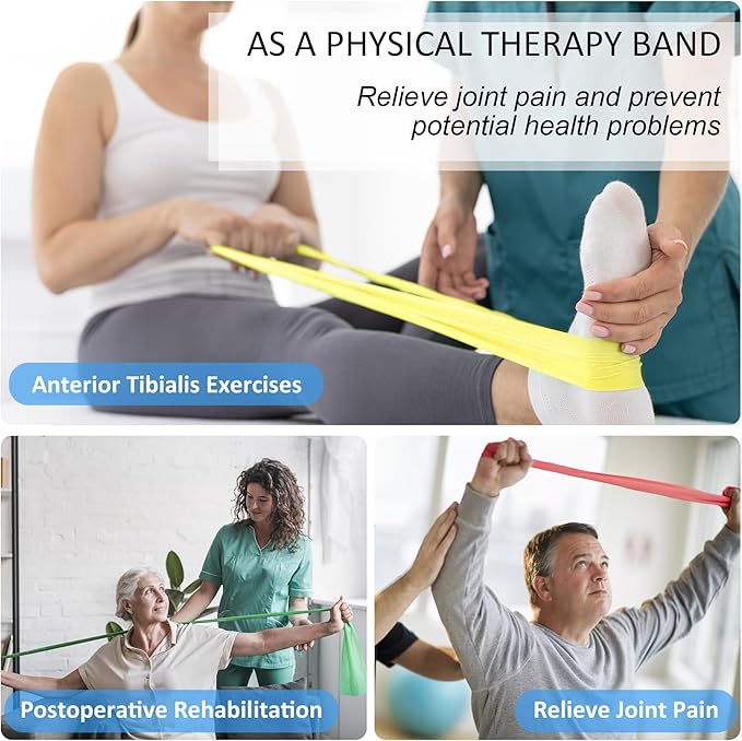 Resistance Bands for Working Out, Physical Therapy Bands, Latex Free Elastic and Exercise Bands Set