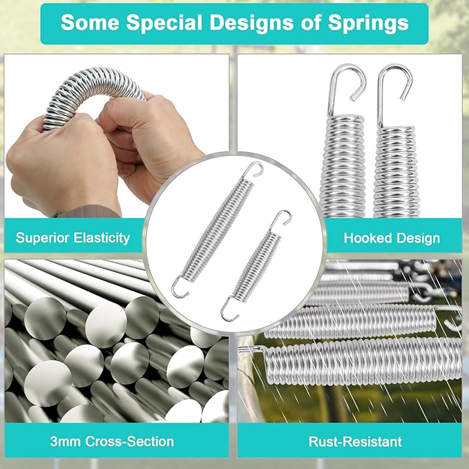 24 Pcs Trampoline Springs, 5.5-7 Inch Heavy Duty Stainless Steel Replacement Springs, Universal