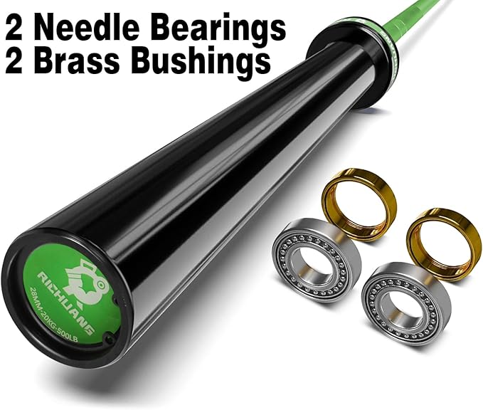 7ft Olympic Barbell, Weightlifting Barbell 28mm 45lb - 500/700/1000lbs Capacity with Smooth
