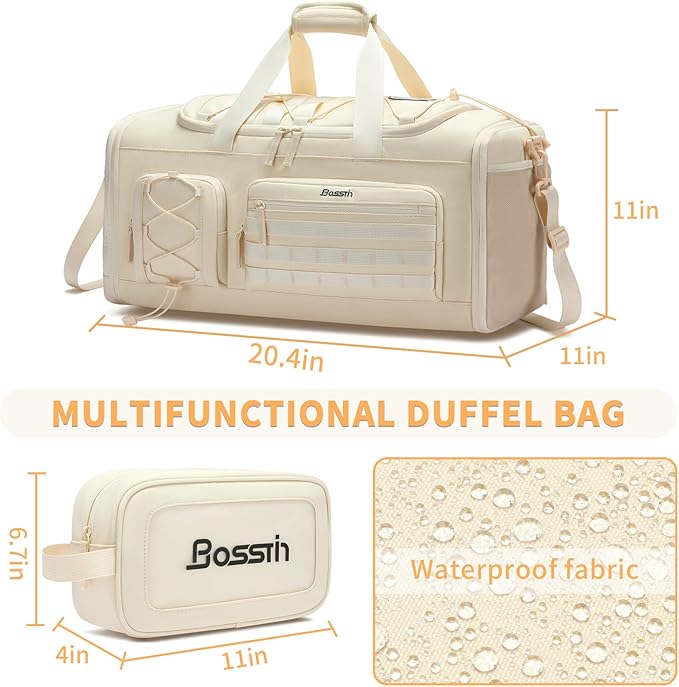 Bosstin Gym Bag for Women & Men, 45L Travel Duffle Sports Duffel Bag Gym Weekender Overnight
