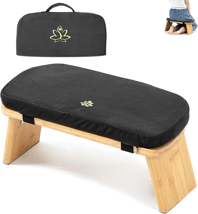 Meditation Bench, Bamboo Meditation Stool, Folding Kneeling Meditation Bench, Seiza Prayer Bench