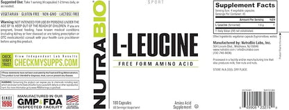 NutraBio L-Leucine Supplement - Optimal Amino Acid for Muscle Growth & Recovery - Naturally