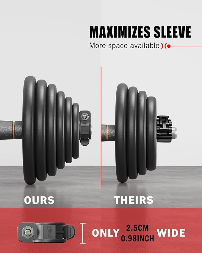 Mini Barbell Clips 1 inch I Multi-Size Adjustable Barbell Collar I 1 inch Barbell ClampsIQuick
