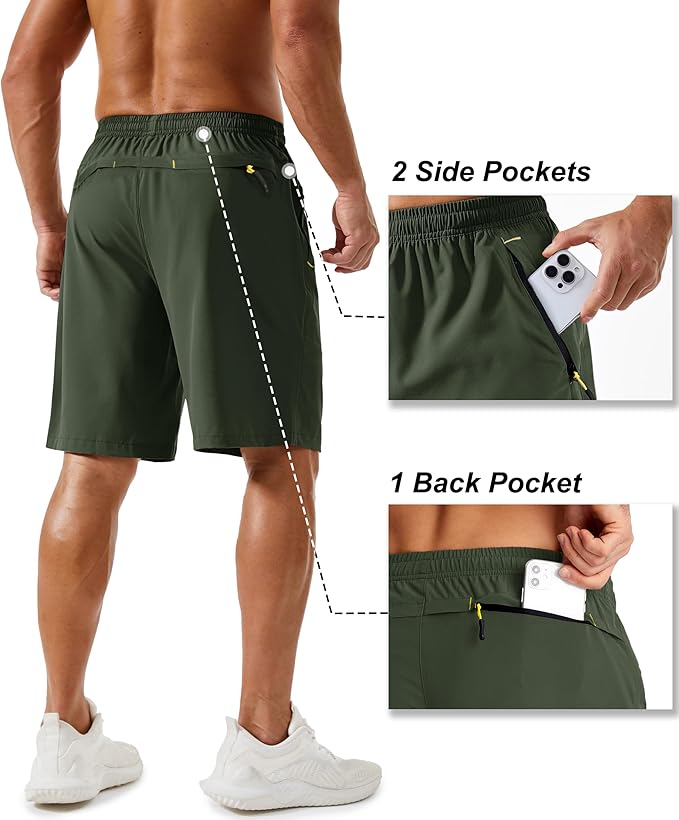 TACVASEN Men's Running Athletic Shorts 9" Quick Dry Workout Gym Shorts Lightweight Summer Shorts 3