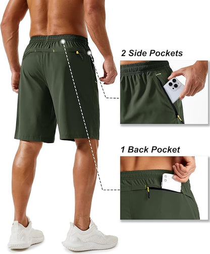 TACVASEN Men's Running Athletic Shorts 9" Quick Dry Workout Gym Shorts Lightweight Summer Shorts 3