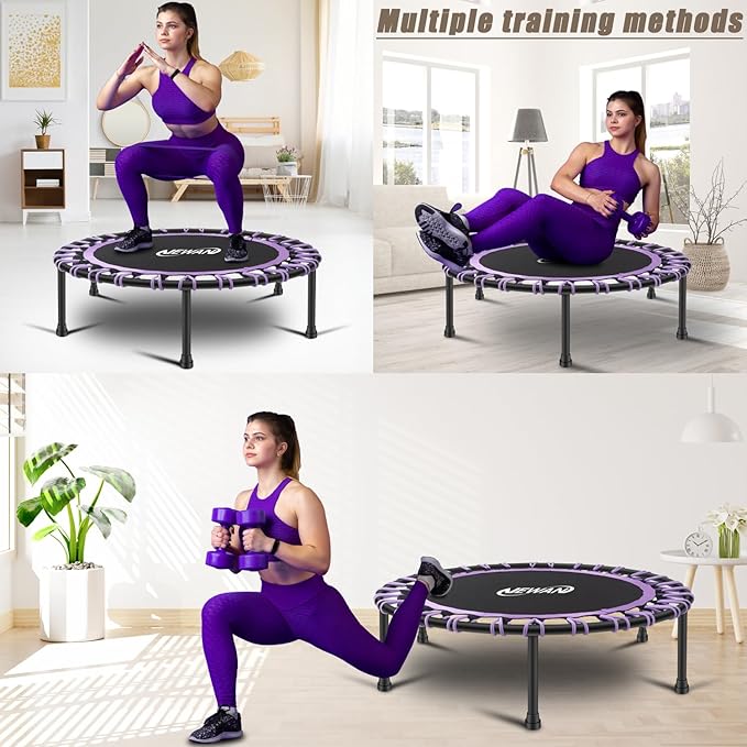 Newan 40"-48" Silent Mini Trampoline Fitness Trampoline Bungee Rebounder Jumping Cardio Trainer