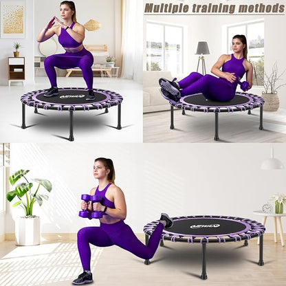 Newan 40"-48" Silent Mini Trampoline Fitness Trampoline Bungee Rebounder Jumping Cardio Trainer