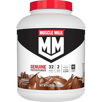 Muscle Milk Genuine Protein Powder, Chocolate, 4.94 Pound, 32 Servings, 32g Protein, 2g Sugar