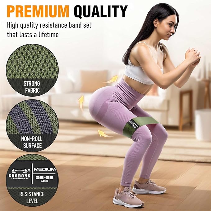 Fabric Resistance Bands for Working Out - Exercise Bands for Women and Men, Booty Bands for Legs