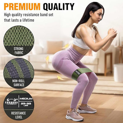 Fabric Resistance Bands for Working Out - Exercise Bands for Women and Men, Booty Bands for Legs