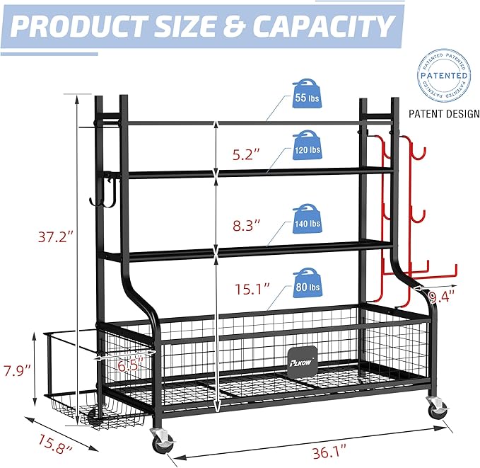 PLKOW Dumbbell Rack, Weight Rack for Dumbbells, Home Gym Storage for Dumbbells Kettlebells Yoga Mat