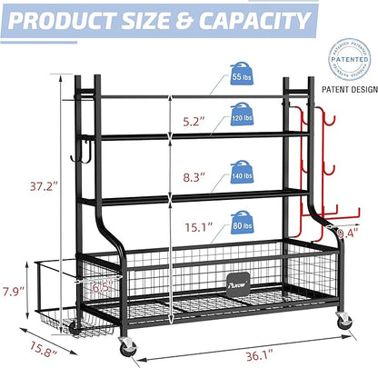 PLKOW Dumbbell Rack, Weight Rack for Dumbbells, Home Gym Storage for Dumbbells Kettlebells Yoga Mat