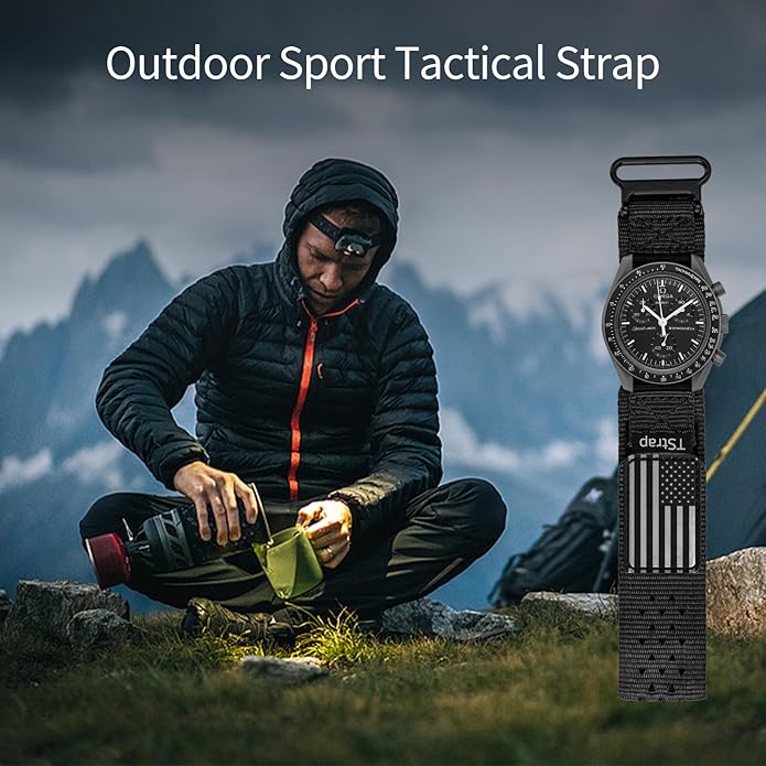 TStrap Nylon Sport Watch Band - Black Quick Release Watch Straps for Men Women - Athletic Military