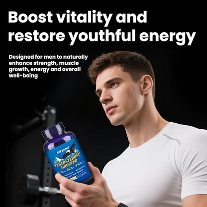 Testosterone Booster for Men with Ashwagandha, L-Arginine, Tongkat Ali, Tribulus, Natural